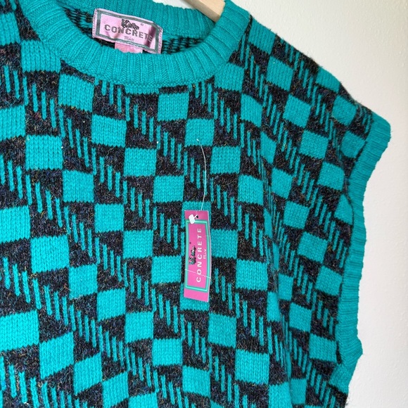 Vintage Concrete Mix Men’s Sweater Vest – Teal/Black – Size XL – NWT - Picture 2 of 4